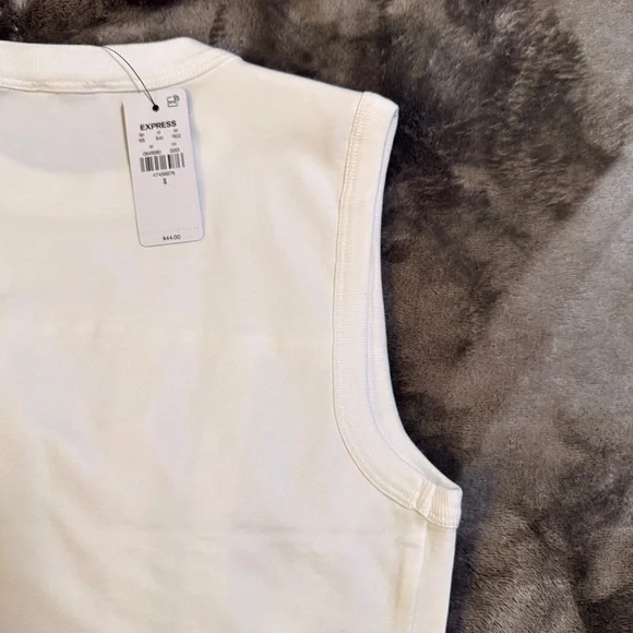 Express Brand New Fitted Crew Neck Corset Tank - White - Size Small - Picture 9 of 14